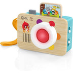Baby Einstein Hape Learning Lens Toy Camera front view showing the wooden design and red lens