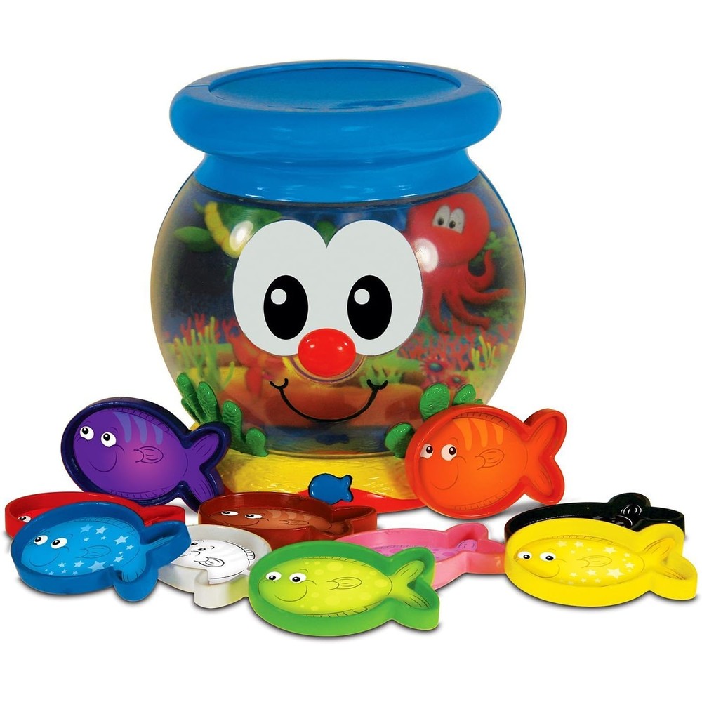 The Learning Journey Color Fun Fish Bowl talking toddler toy front view showing the transparent fish tank and colorful pieces.