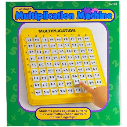 Lakeshore Multiplication Practice Math Machine front view showing the full grid of push buttons.