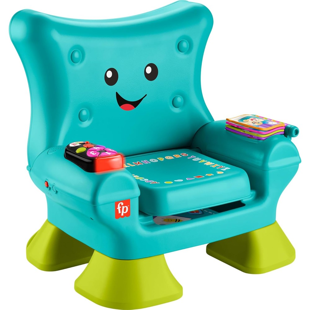 Fisher-Price Laugh and Learn Smart Stages Chair teal front view interactive toddler toy