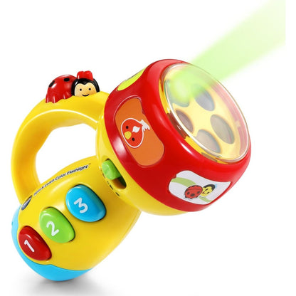 VTech Spin and Learn Color Flashlight front view highlighting yellow handle and red light ring