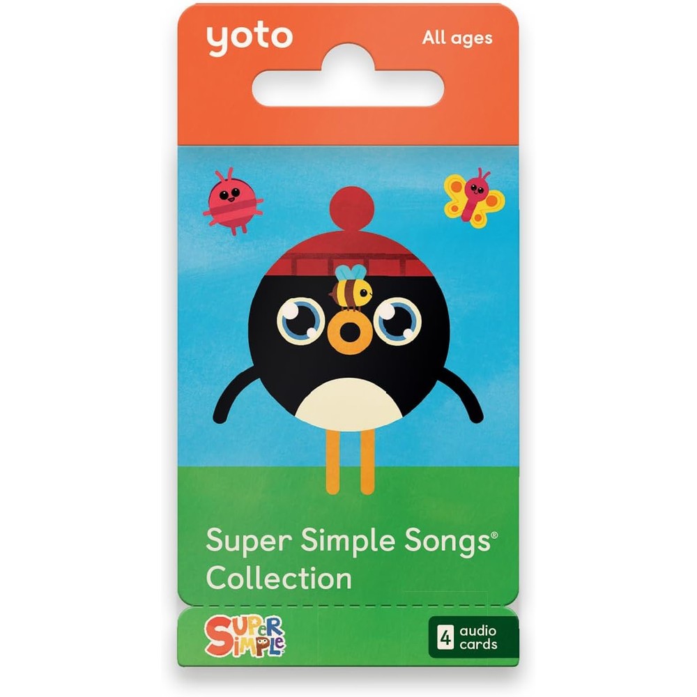 Yoto Super Simple Songs Collection front pack view showcasing the four thematic educational music cards.