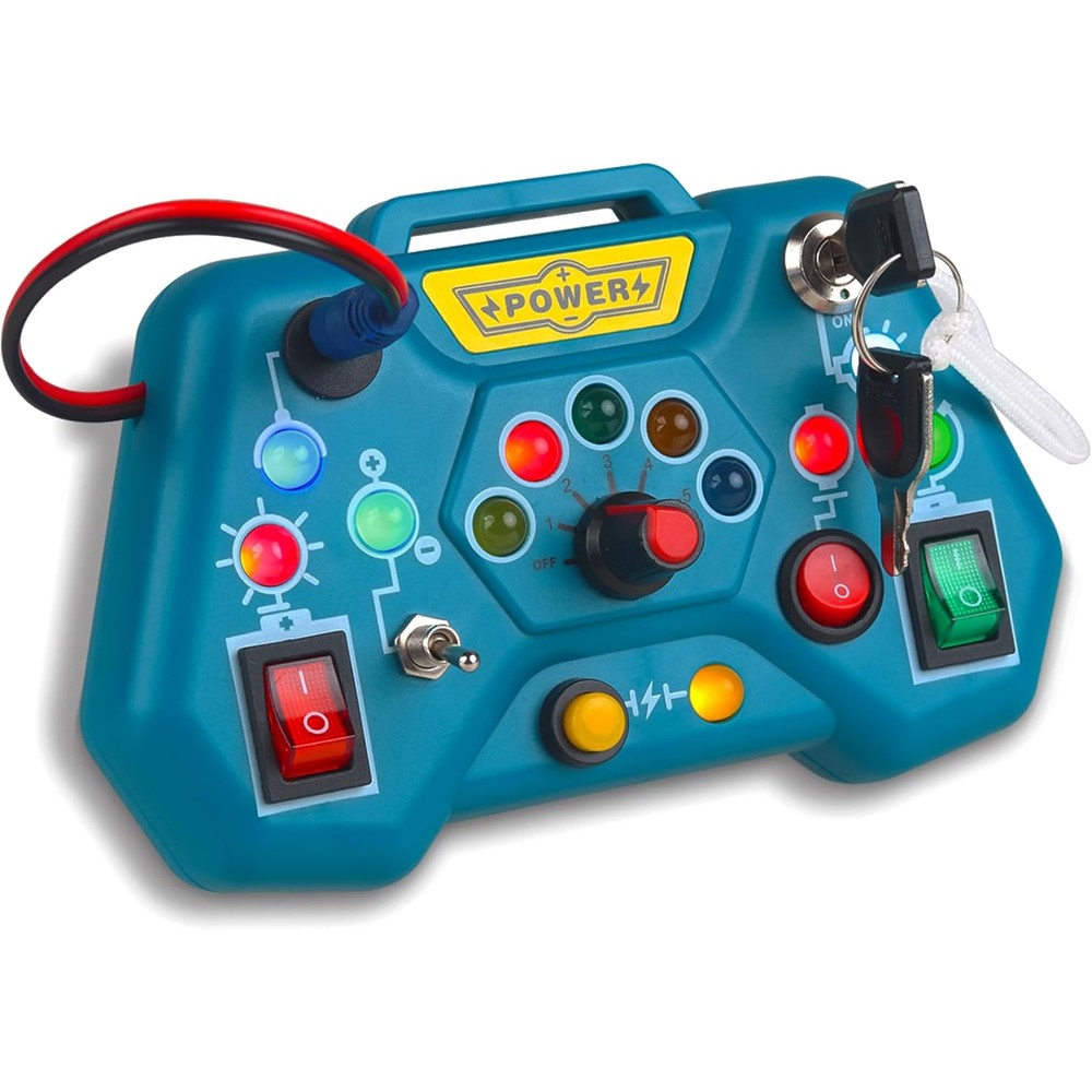 Laiydontos Toddler Toys LED Busy Board front view showing colorful switches