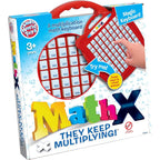 Small World Toys Multiplication Machine front view showing the red grid layout and 81 educational push buttons.