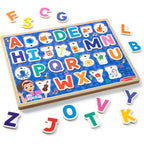 Melissa and Doug Ms Rachel Wooden Phonics Alphabet Sound Puzzle front view showing toddler educational letters