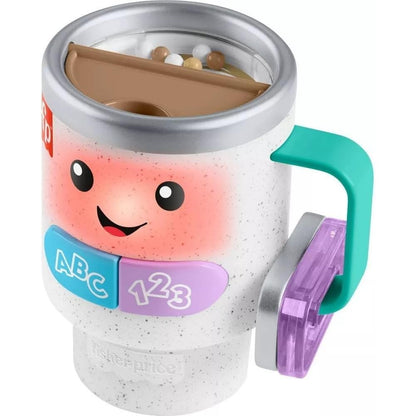 Fisher-Price Laugh and Learn Coffee Mug front view showing interactive buttons and lights.