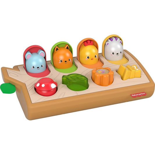 Fisher-Price Hide And Peek Pop Up infant activity toy front view showing pop up forest animals