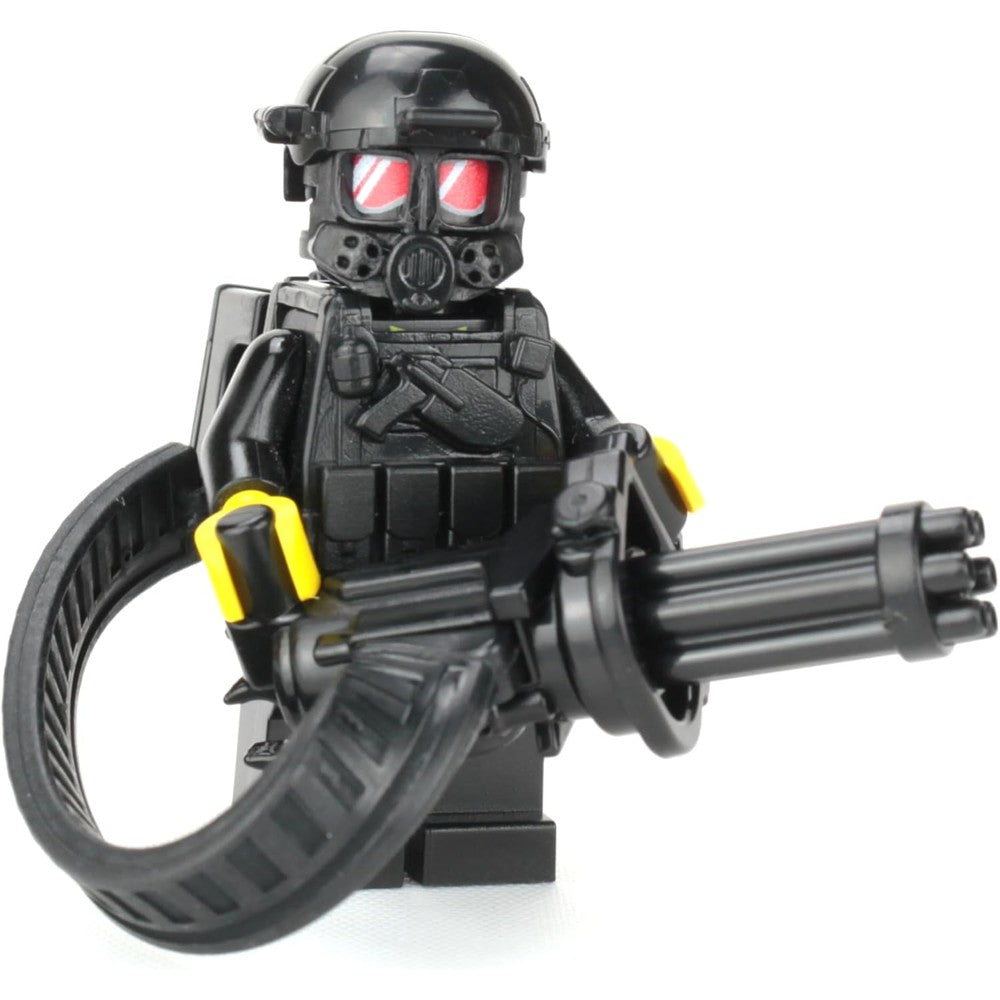 Battle Brick Customs Heavy Gunner Minifigure front view showcasing detailed tactical vest and printed head