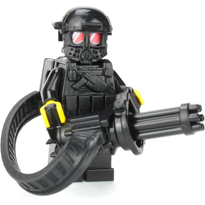Battle Brick Customs Heavy Gunner Minifigure front view showcasing detailed tactical vest and printed head