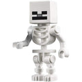 LEGO Minecraft Minifigure Skeleton front view featuring pixelated cube skull details.