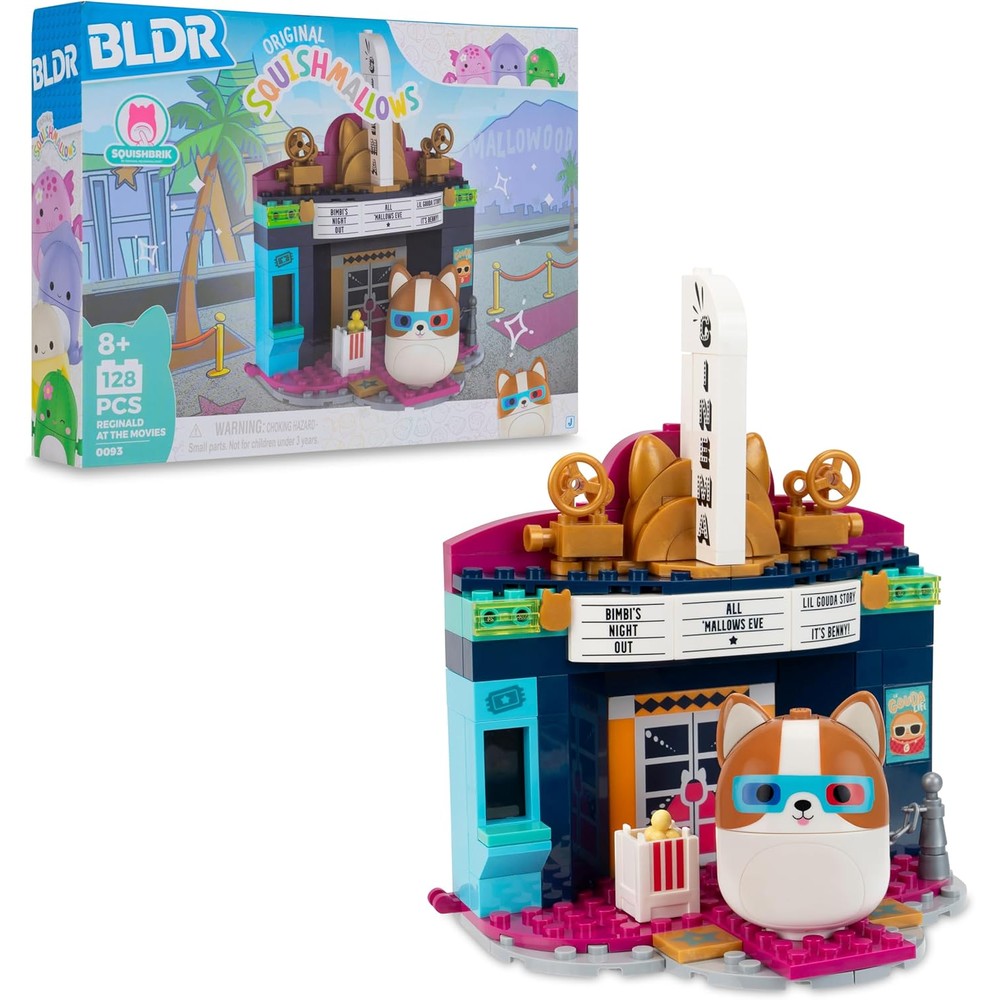 BLDR Squishmallows Reginald at the Movies Building Set front view packaging