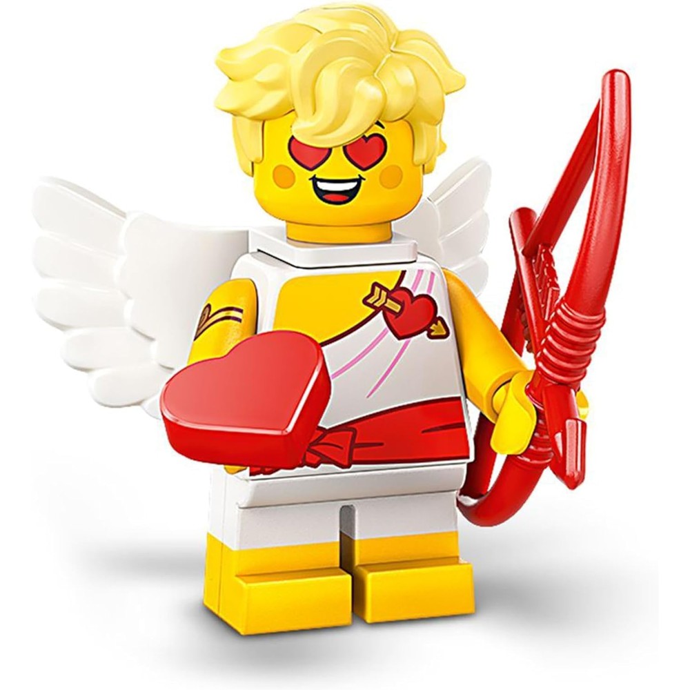 LEGO Minifigures Series 27 Cupid 71048 front view holding red bow accessory.