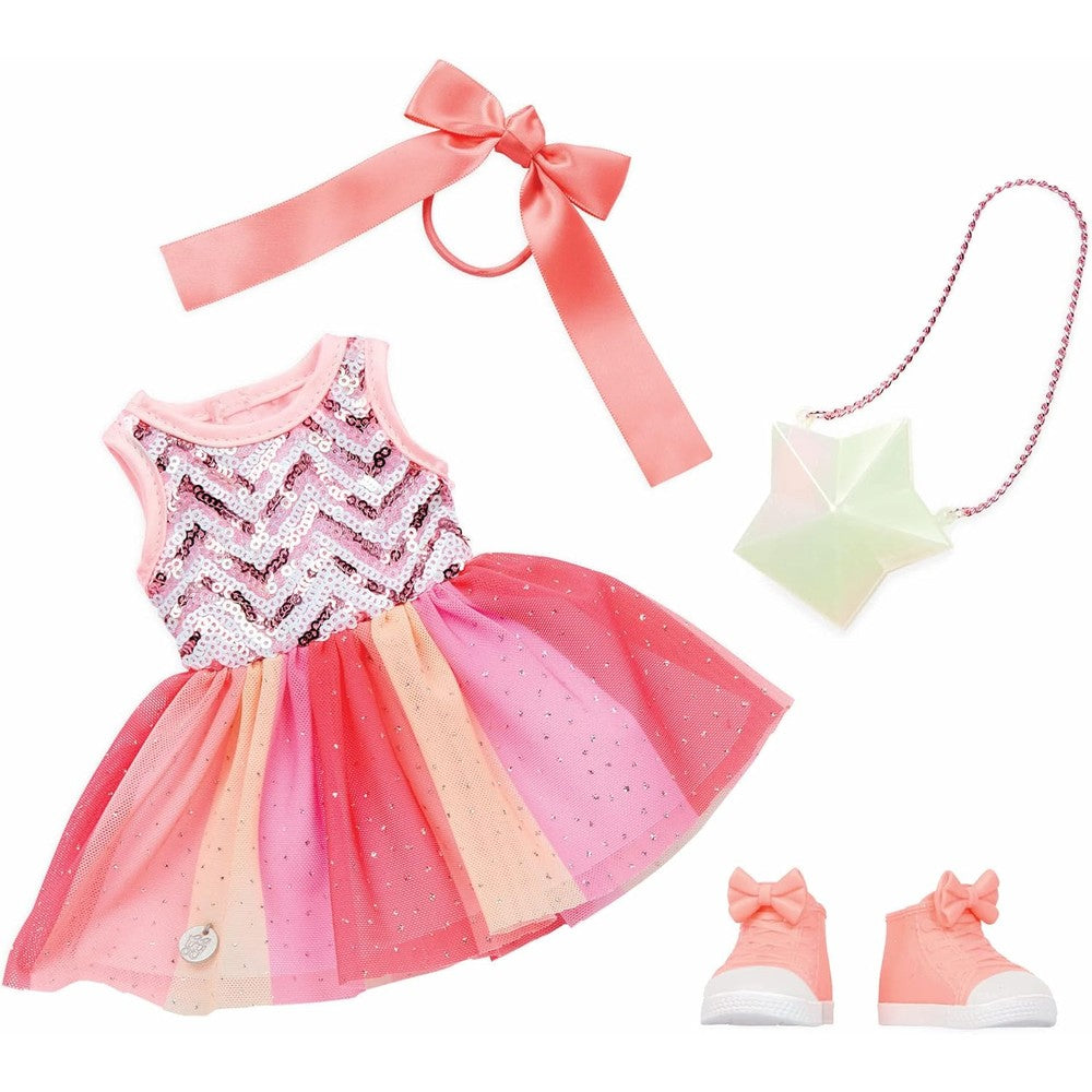 Glitter Girls Starlight Delight doll clothes front view featuring pink sequined dress