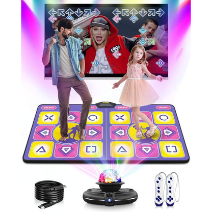 Acelufly wireless electronic double dance mat purple front view for TV gaming