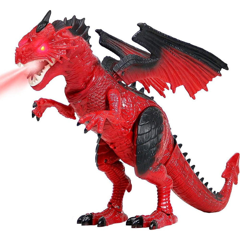 Liberty Imports walking dragon toy front view showcasing realistic red scales and claws