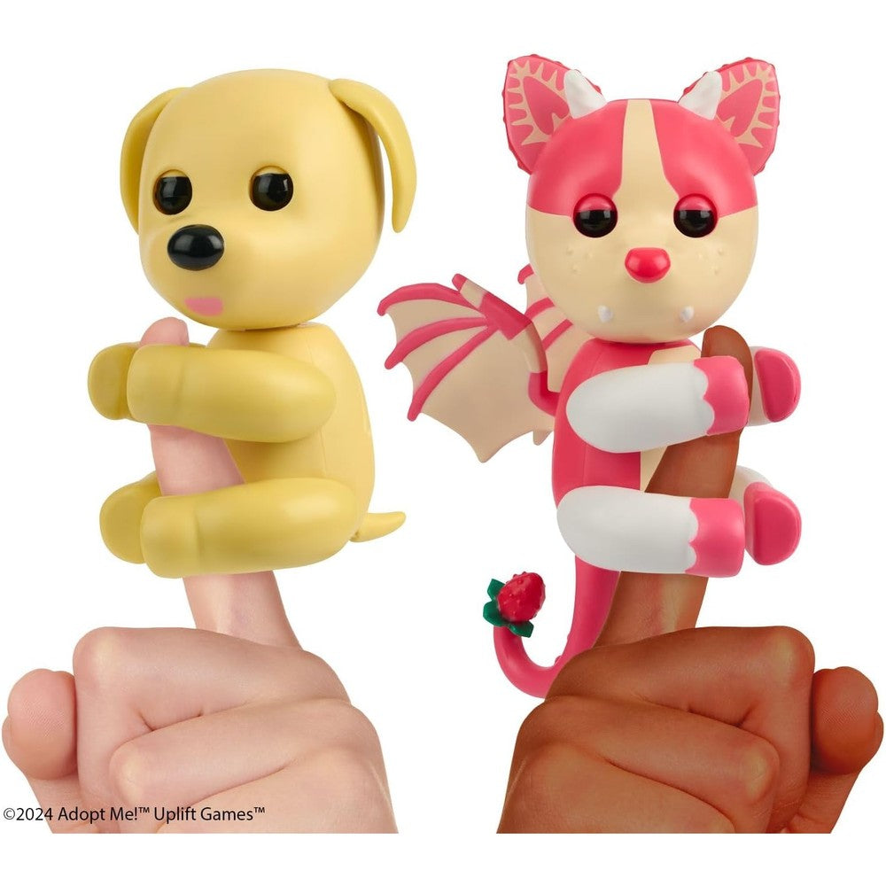 Fingerlings Adopt Me Dog and Bat Dragon interactive toy bundle front view showing packaging