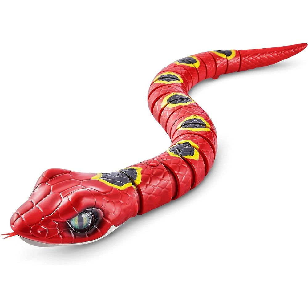 ZURU Robo Alive Slithering Snake Series 3 Red electronic toy moving forward on a flat surface