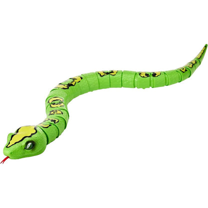 Robo Alive King Python by ZURU front view showing realistic green patterned robotic snake body
