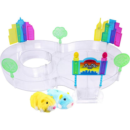 ZhuZhu City Downtown Starter Playset front view of the packaging showcasing electronic hamsters.