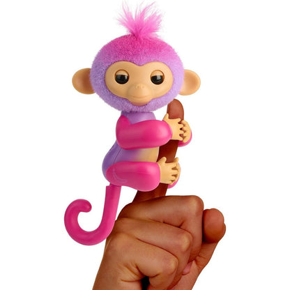Fingerlings interactive baby monkey Charli purple front view showing glowing heart