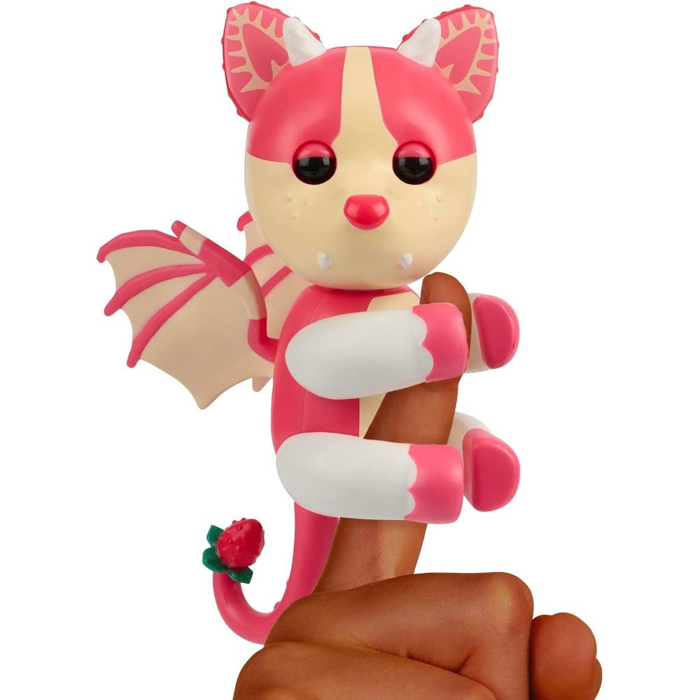Fingerlings Adopt Me Strawberry Shortcake Bat Dragon interactive toy front view showing pink wings