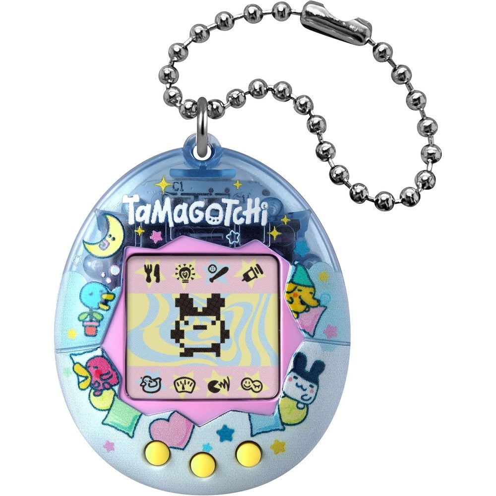 Tamagotchi Original Tama Pajama edition front view showing pastel blue shell with lavender accents