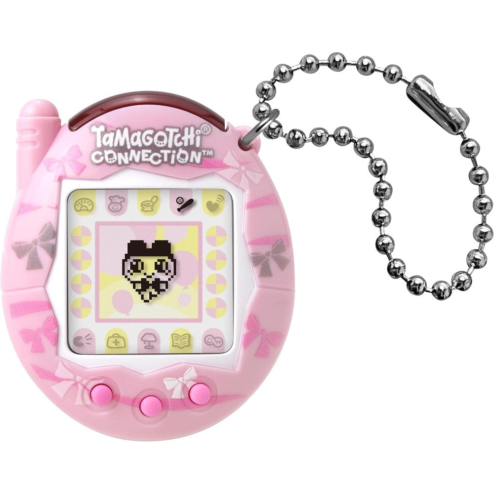 Tamagotchi Connection Dainty Bows virtual reality pet front view showing pastel pink shell
