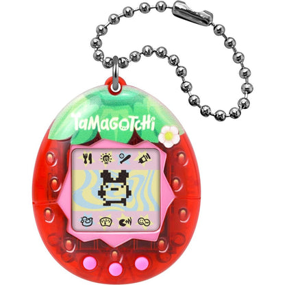 Tamagotchi Original Fresh Strawberry digital pet front view showing the printed red fruit design shell casing.
