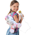 Singing Machine Kids Sing Along Crew Uni Queen plush karaoke backpack front view showing white and pink unicorn design.