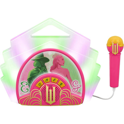 eKids Wicked karaoke microphone with boombox front view featuring movie graphics