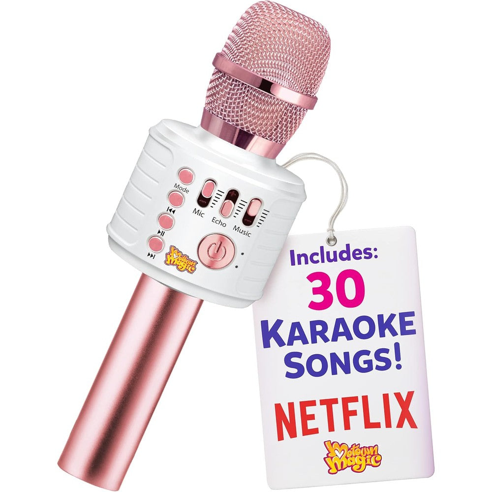 Move2Play Kids Bluetooth Karaoke Microphone front view in pink