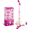 TourKing kids karaoke machine with stand pink front view showing microphone and base