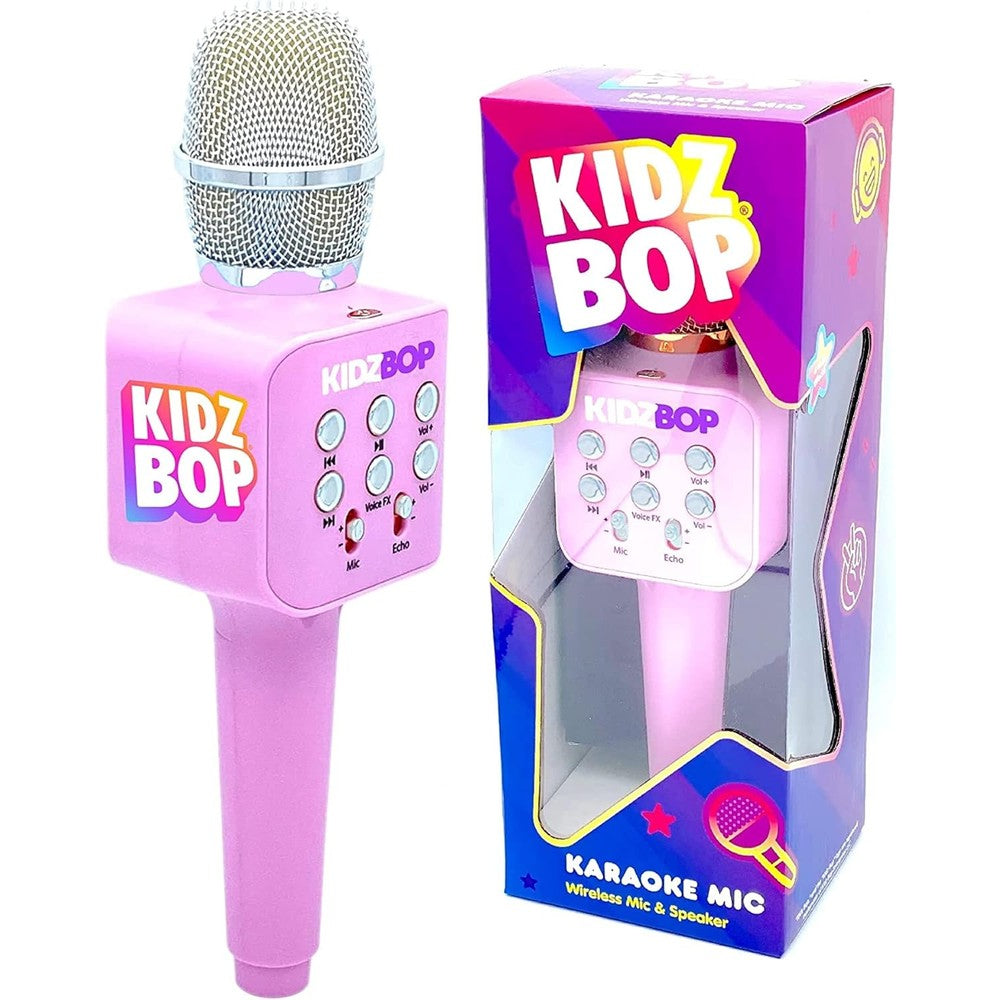 Move2Play Kidz Bop wireless karaoke microphone front view in pink