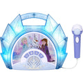 eKids Disney Frozen karaoke microphone and speaker front view showcasing Elsa and Anna graphics