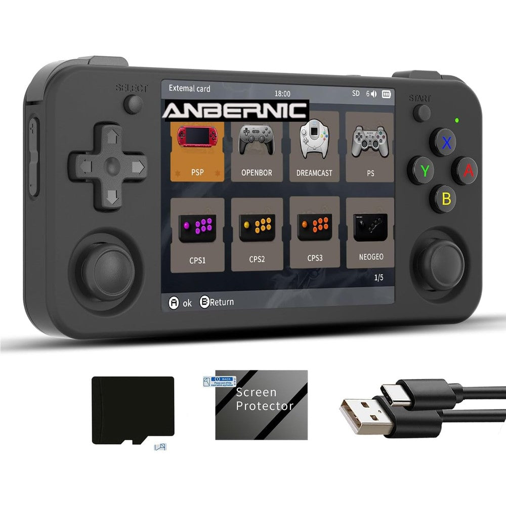 Aivuidbs Anbernic RG35XX H retro game console front view showing screen and controls