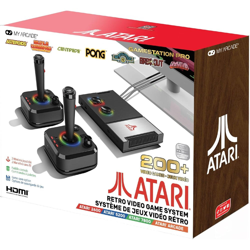 My Arcade Atari Game Station Pro front view showing console and packaging.