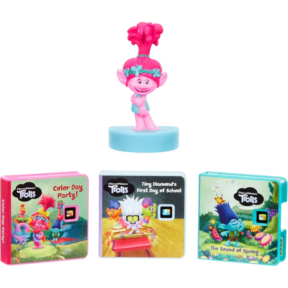 Little Tikes Story Dream Machine Trolls Special Day Collection front view of packaging box showing story reels and Poppy figure