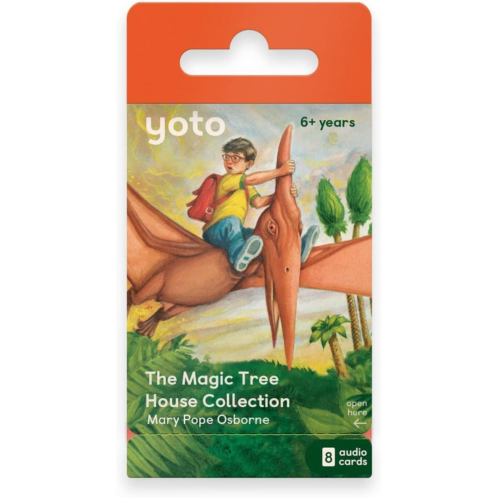 Yoto Magic Tree House Collection box front view showcasing eight audio cards for kids player.