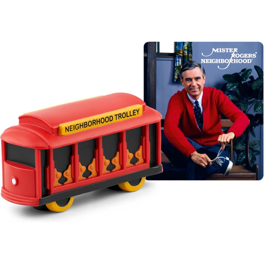 Tonies Mister Rogers' Neighborhood Audio Toy Figurine front view showcasing the red trolley design.