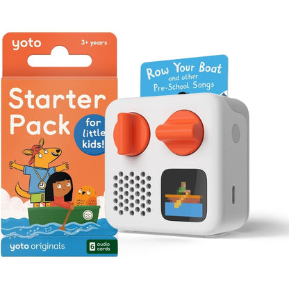 Yoto Mini 2024 Edition screen free audio player front view with starter pack cards