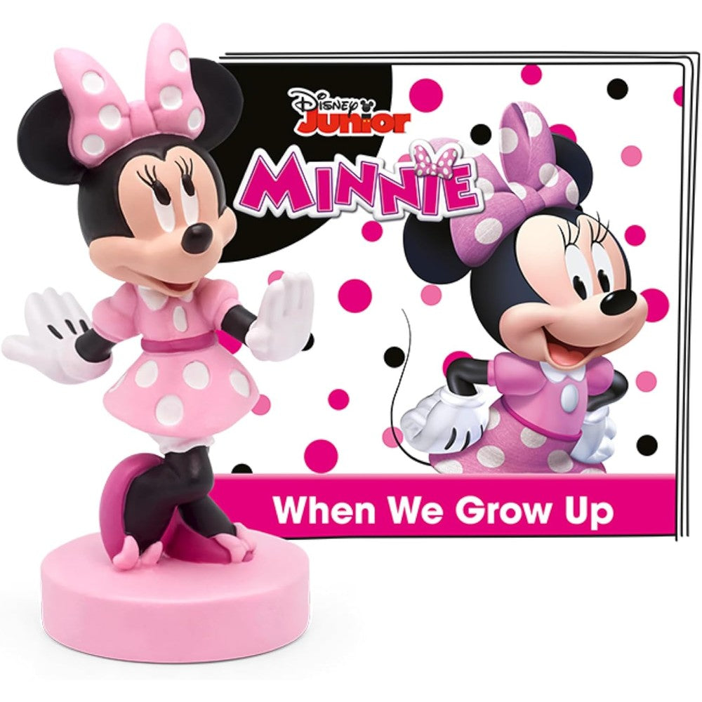Tonies Disney Minnie Mouse audio toy figurine front view featuring pink dress and bow design.
