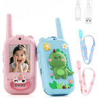 FHskFH video walkie talkies for kids front view showing LCD screen and camera lens