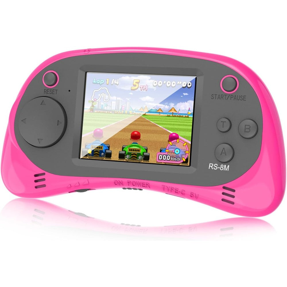 EASEGMER kids handheld learning game console pink front view showing screen and buttons