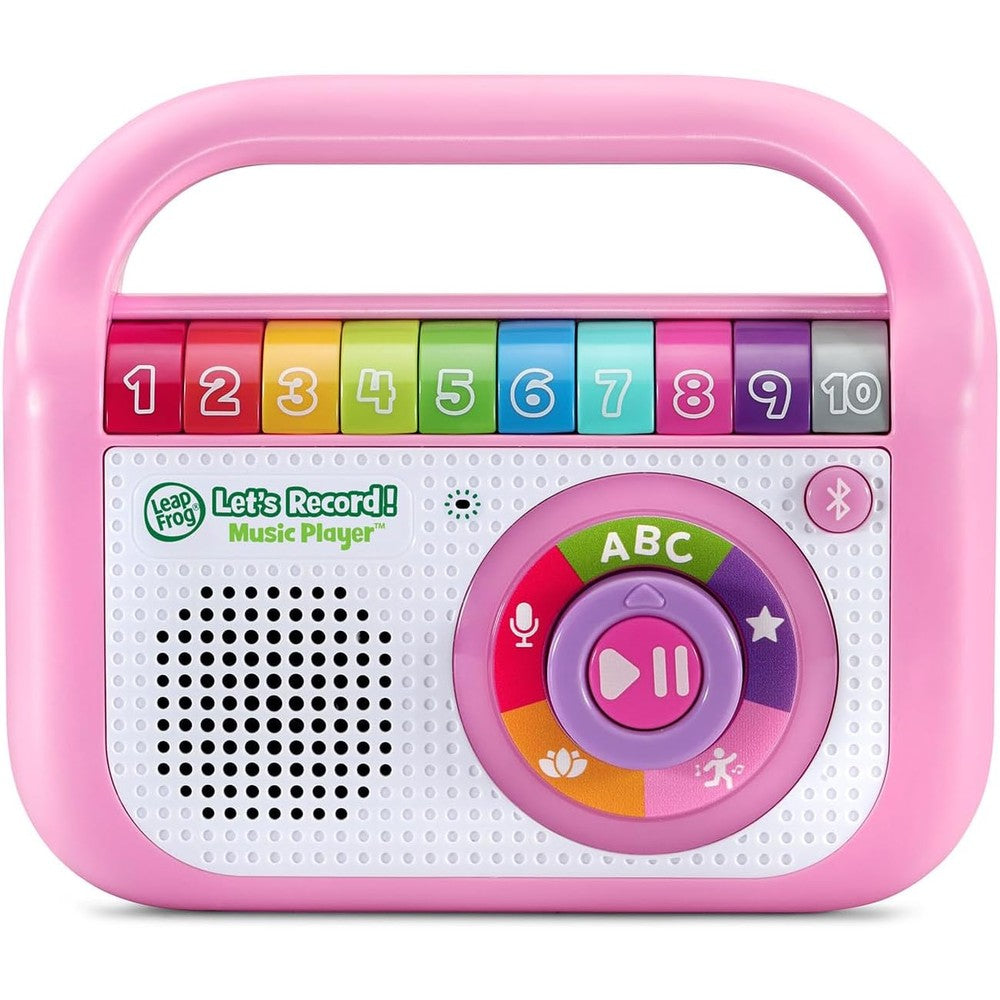LeapFrog brand lets record music player in pink showcasing the front control layout