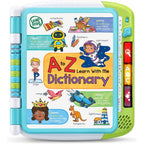 LeapFrog A to Z Learn with Me Dictionary front view showing colorful interactive touch pages