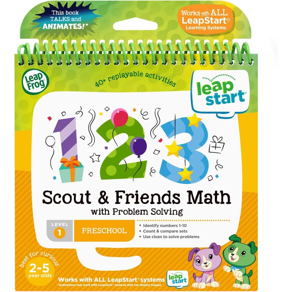 LeapFrog LeapStart 3D Scout and Friends Math Book front cover showcasing characters Scout and Violet
