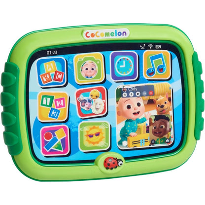Just Play CoComelon Learning Tablet front view showing colorful app icons for early development.