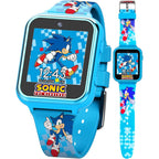 Accutime Sonic the Hedgehog kids educational touchscreen smartwatch front view showcasing blue character strap design