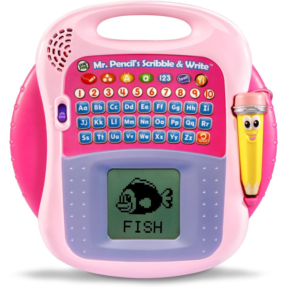 LeapFrog Mr. Pencil's Scribble and Write Pink electronic preschool learning toy front view displaying the interactive screen