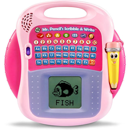 LeapFrog Mr. Pencil's Scribble and Write Pink electronic preschool learning toy front view displaying the interactive screen